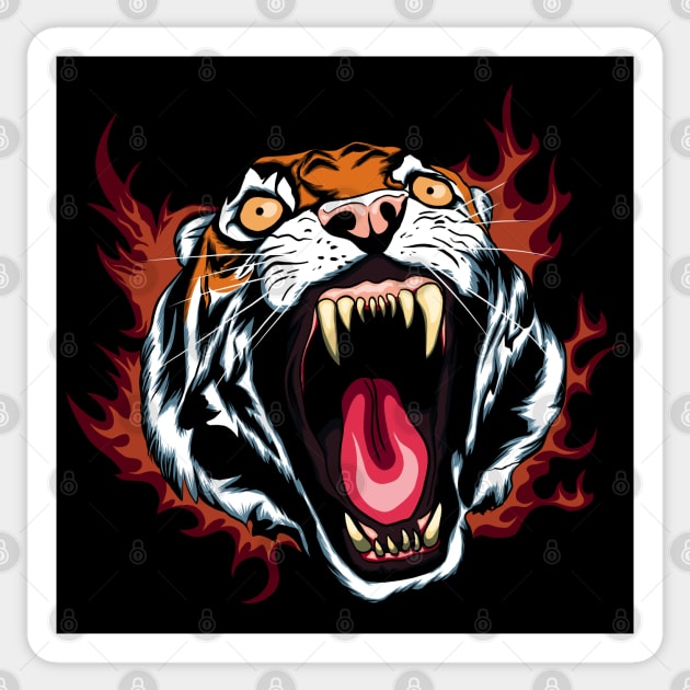 Angry Roaring Tiger Face Sticker by TMBTM